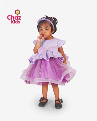 27761 Chaz Kids PartyWear Frocks Shining Lavender and violet combination