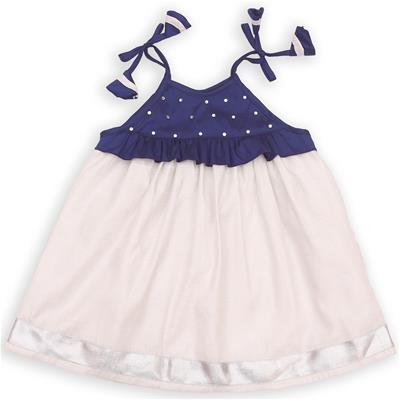 27478 Chaz Kids Baby Girls Ethnic Frock Navy Blue with silver tissue skirt with silver brocade border