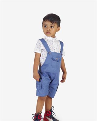 27214 Chaz Kids Baby Boys Dungarees Crystal Teal Blue