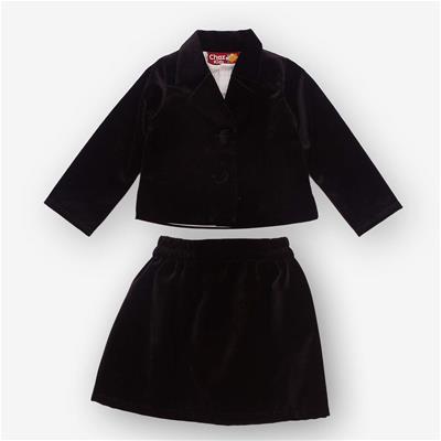 26820 Chaz Kids Girls Suit Dark Brown Velvet