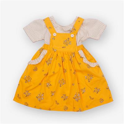 27503 Chaz Kids Girls Pinafore Dress Mustrud Yellow with offwhite Inner