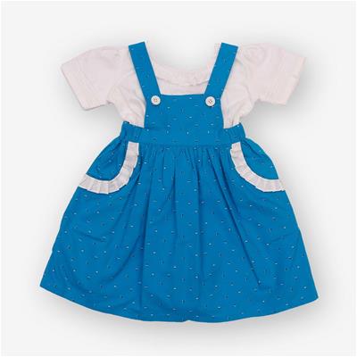 27504 Chaz Kids Girls Pinafore Dress Sky blue with White Inner