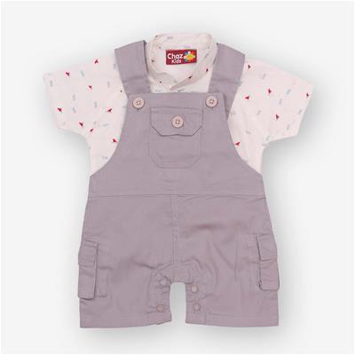 27216 Chaz Kids Baby Boys Dungarees Light Grey Color
