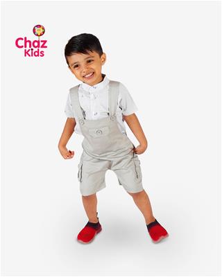 27215 Chaz Kids Baby Boys Dungarees Grey with light grey inner