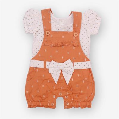 27538 Chaz Kids Baby Girls Dungarees Brick Color